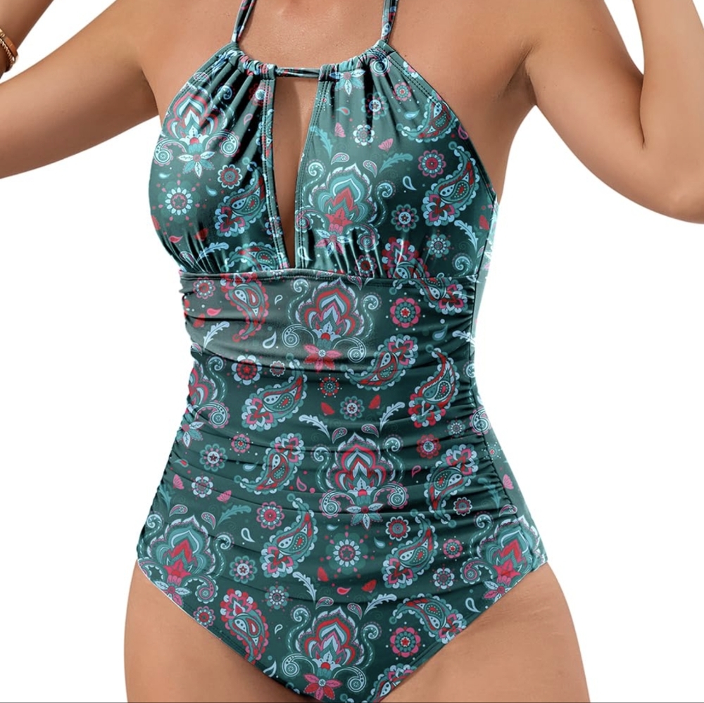 B2prity Women's Slimming One Piece Swimsuits Tummy Control Bathing Suit Halter